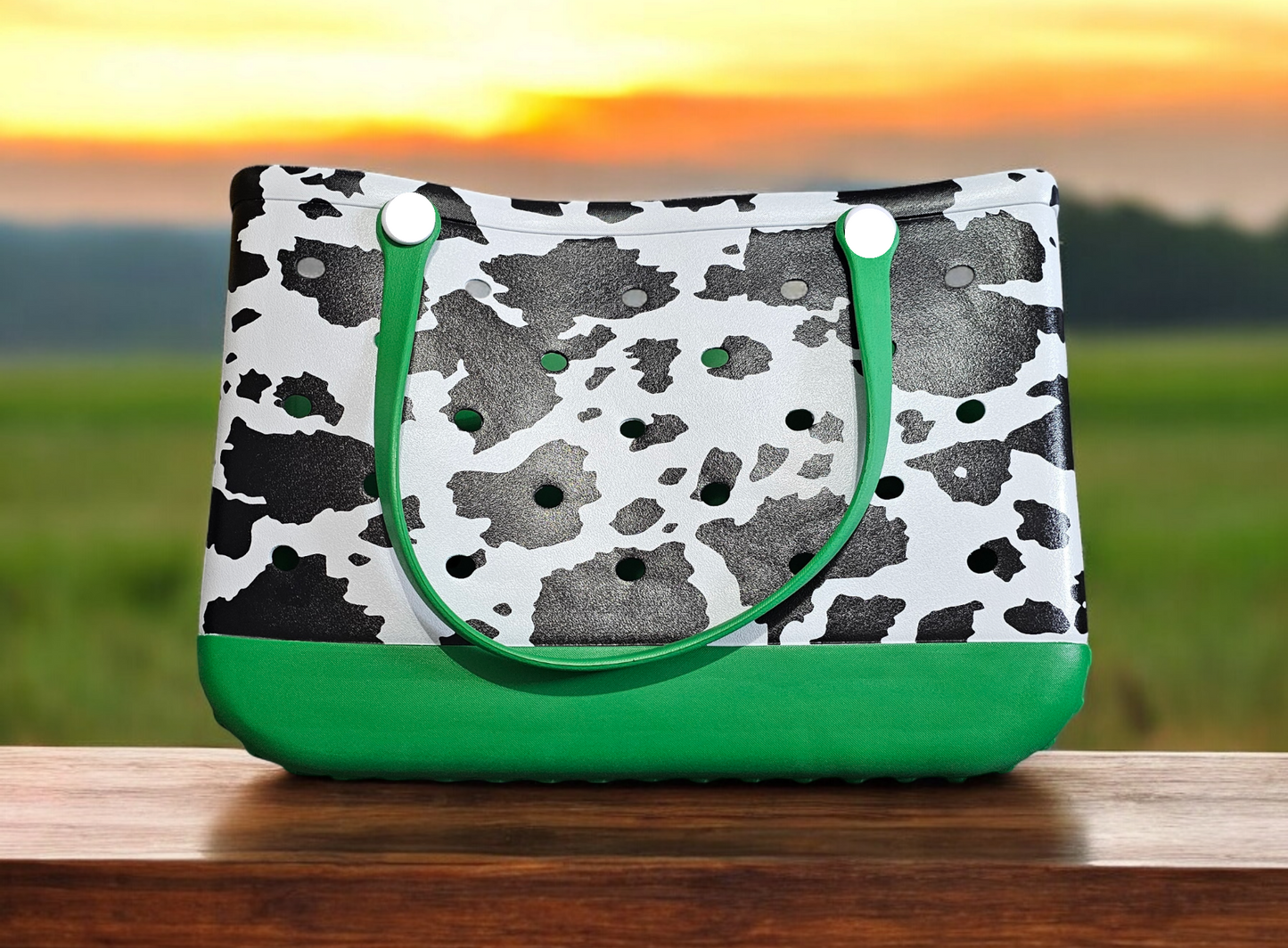 XL Cow Print Rubber Tote Bag
