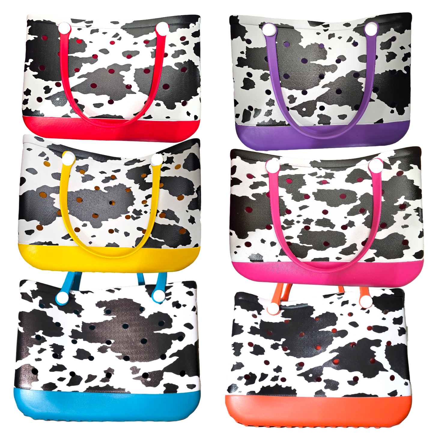 XL Cow Print Rubber Tote Bag