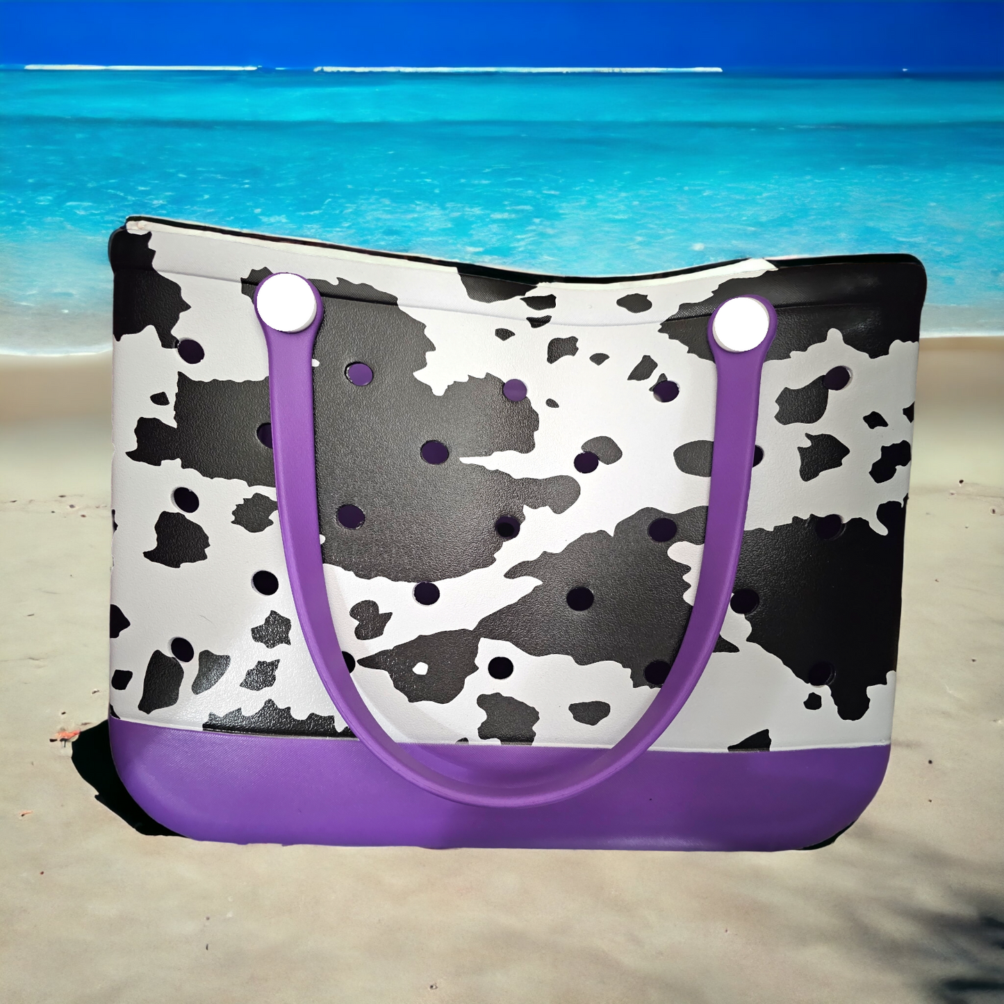 XL Cow Print Rubber Tote Bag