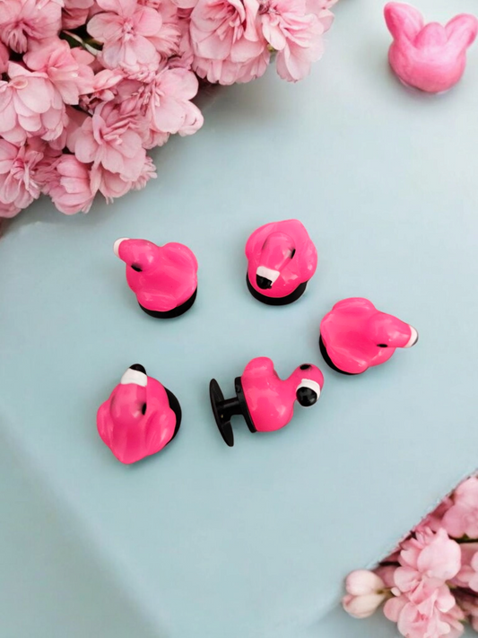 Set of 5 Pink Flamingo Duck Shoe Charms