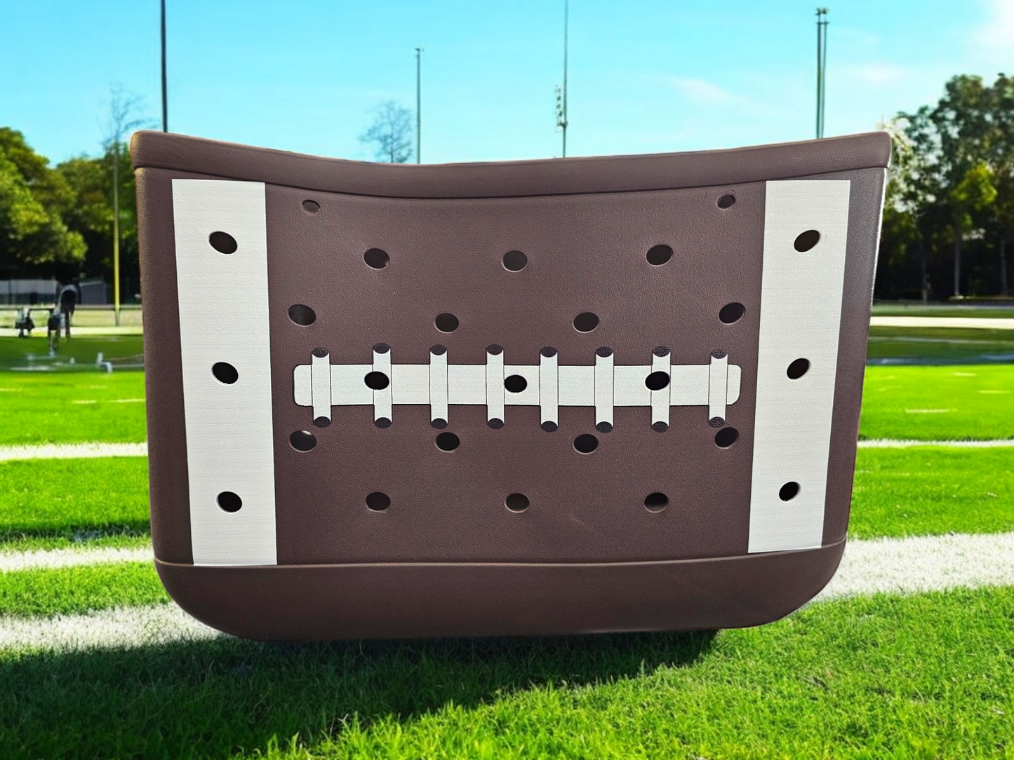 XL Brown Football Rubber Tote Bag