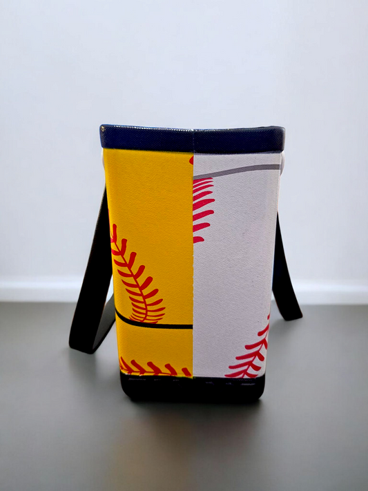 Small Half Softball Half Baseball Tote Bag
