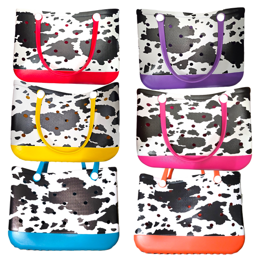 XL Cow Print Rubber Tote Bag