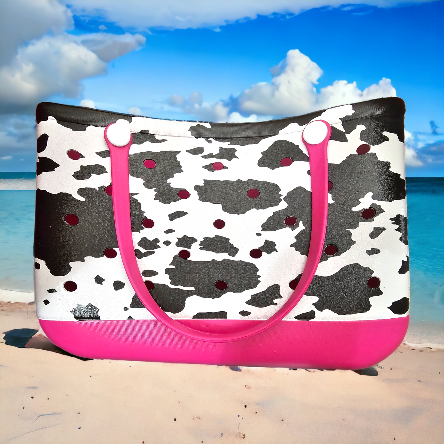 XL Cow Print Rubber Tote Bag