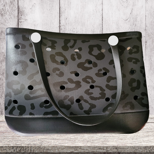XL Black Leopard Rubber Tote Bag